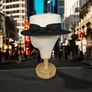 MEN'S BRUNO CAPELO BOATER TWO-TONE STRAW FLAT 2.25" BRIM SKIMMER. BC-700.